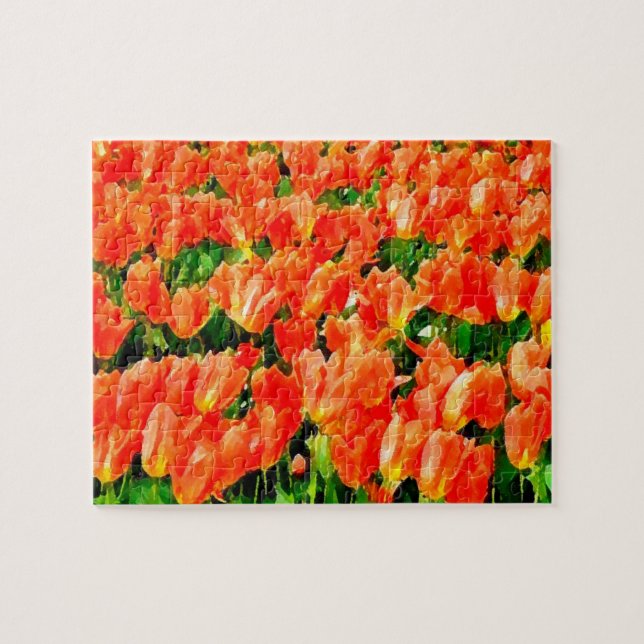 Quebra-cabeça Campo laranja de tulipas (Horizontal)