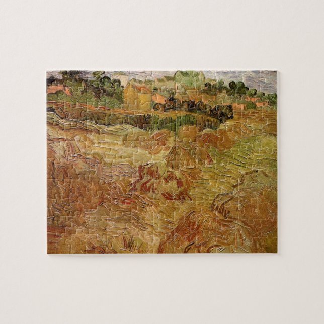 Quebra-cabeça Campos de Trigo com Auvers de Vincent van Gogh (Horizontal)