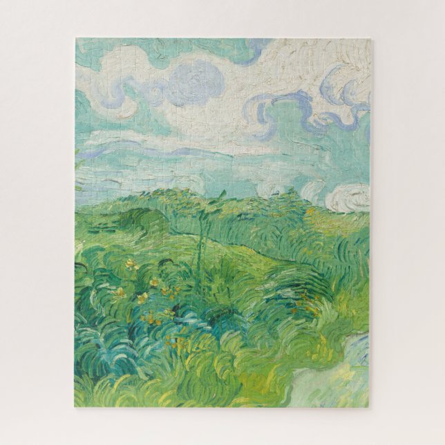Quebra-cabeça Campos de trigo verde Vincent Van Gogh belas artes (Vertical)