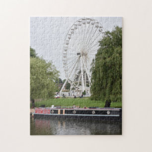 Quebra-cabeça Canal Boat e Ferris Wheel, River Avon England Rein