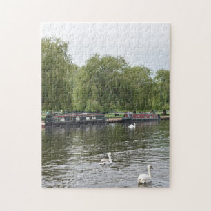 Quebra-cabeça Canal Boats and Swans, Stratford-On-Avon, Reino Un
