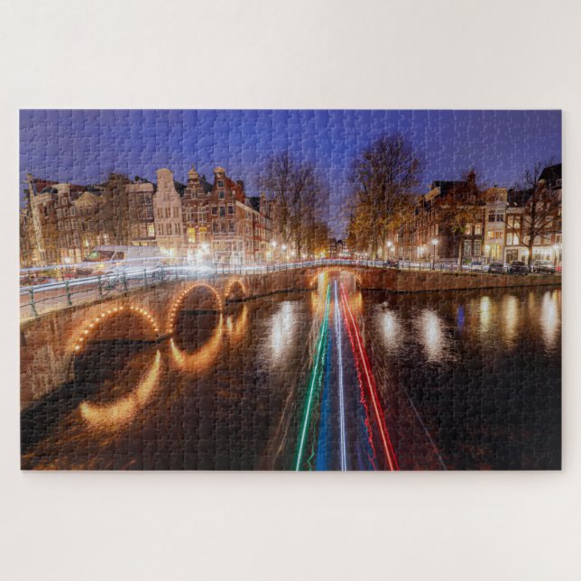 Quebra-cabeça Canal de Amsterdã Holanda (Horizontal)
