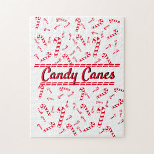Quebra-cabeça - Canas de doces vermelhos com text