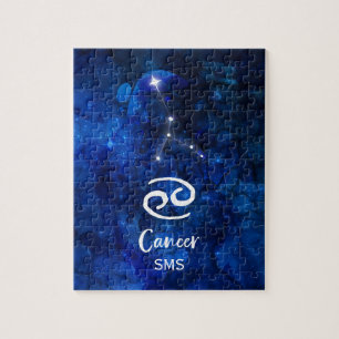 Quebra-cabeça Cancer Zodiac Constelação Azul Galáxia Monograma