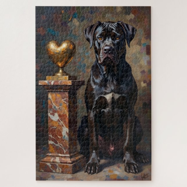 Quebra-cabeça Cane Corso Dog Valentine's Day Heart Protector (Vertical)