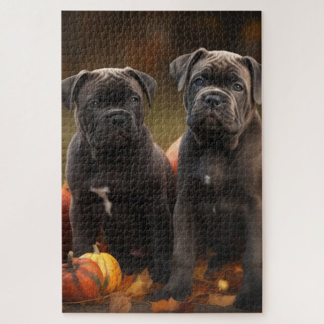 Quebra-cabeça Cane Corso Puppy Autumn Delight Pumpkin (Vertical)