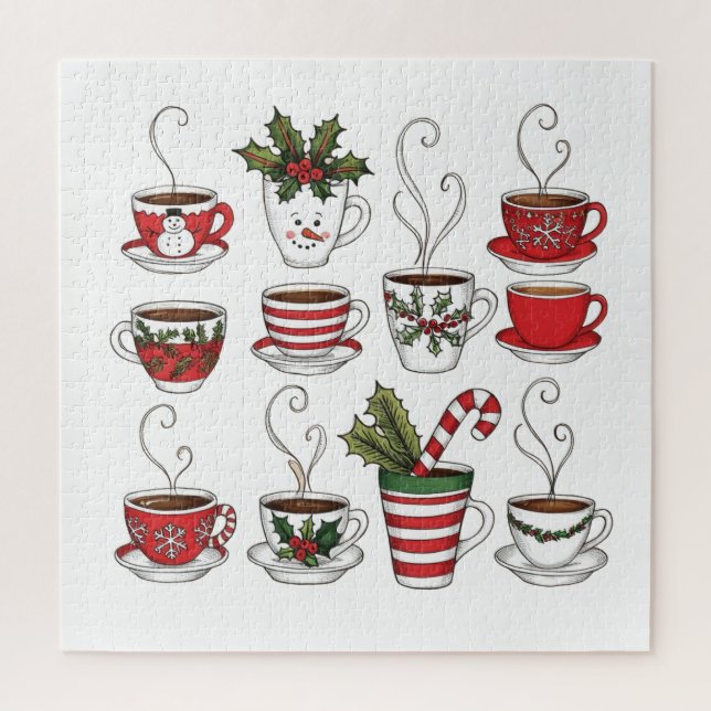 Quebra-cabeça Canecas engraçadas de chá no natal  (Vertical)