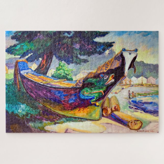 Quebra-cabeça Canoa de Guerra Indígena | Emily Carr | (Horizontal)