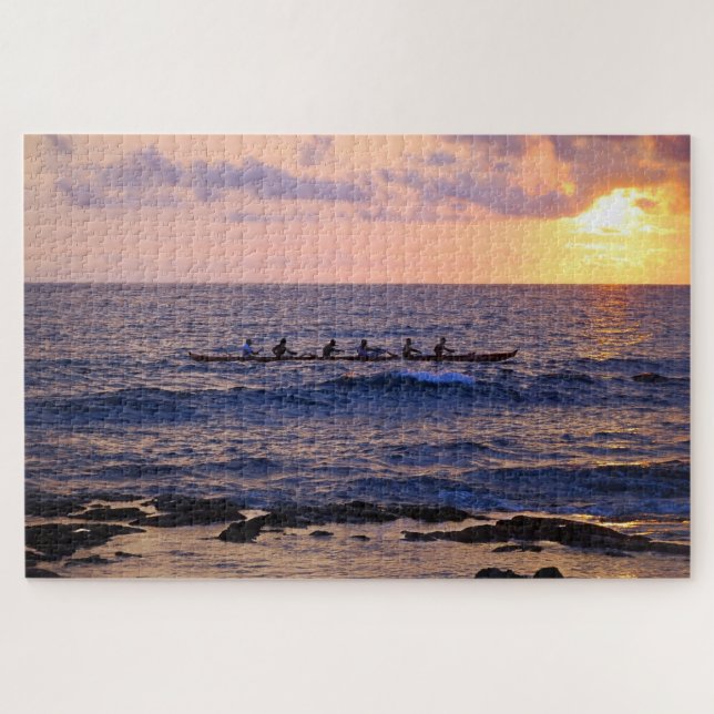 Quebra-cabeça Canoa Ugatilho em Sunset, na Ilha Grande do Havaí (Horizontal)