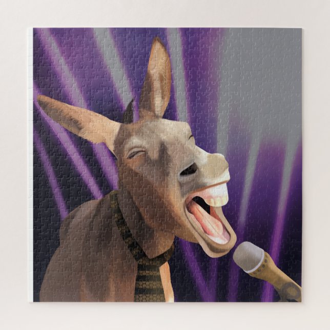 Quebra-cabeça Cantando Engraçado Fazenda Donkey Animal Purple Fu (Vertical)