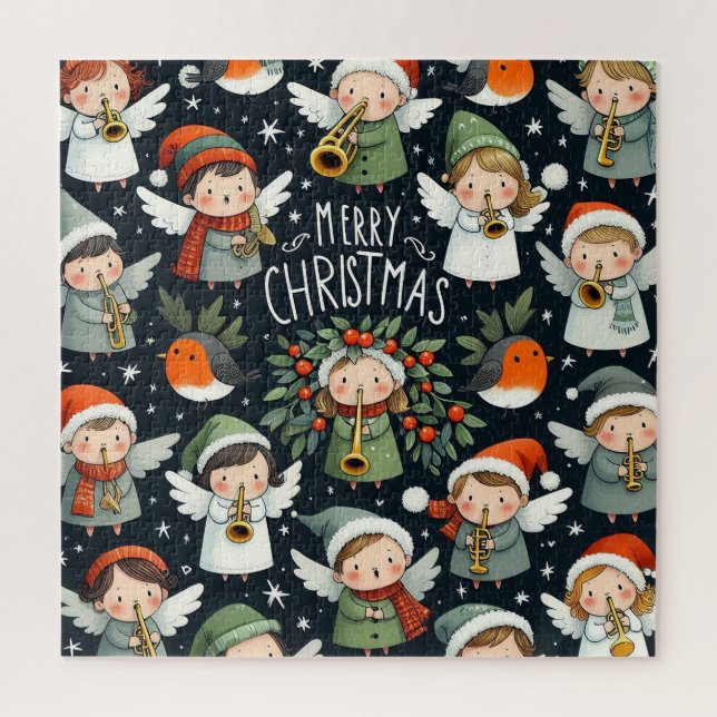 Quebra-cabeça Canto de Anjos de Natal com Visco (Vertical)