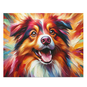 Quebra-cabeça Cão Australian Shepherd Vermelho Tri-Color Acrílic
