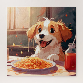 Quebra-cabeça Cão comendo espaguete