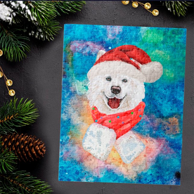 Quebra-cabeça Cão da Raça Samoyed Natal (Criador carregado)