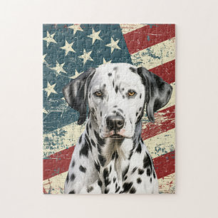 Quebra-cabeça Cão Dálmata da Bandeira Americana Grunge