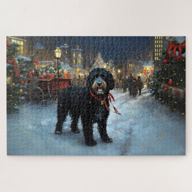 Quebra-cabeça Cão de Água Português Época Festiva de Natal (Horizontal)