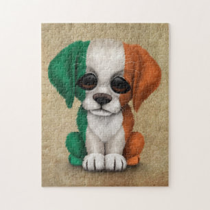 Quebra-cabeça Cão de filhote de cachorro irlandês patriótico