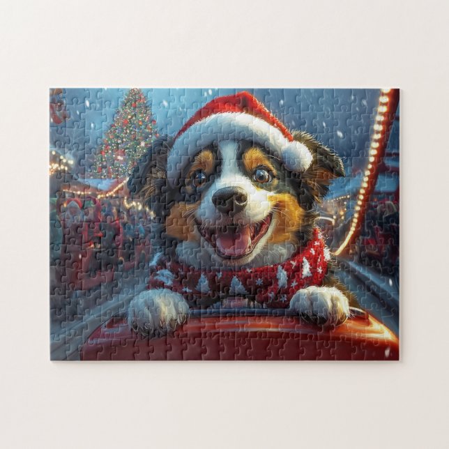 Quebra-cabeça Cão de Gado Australiano Montanha-russa de Natal (Horizontal)