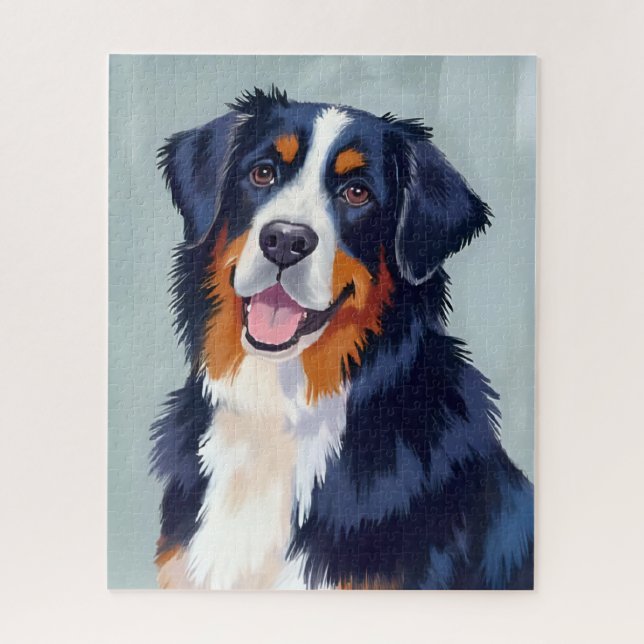 Quebra-cabeça Cão de Montanha Bernês | Pet Aquarela (Vertical)