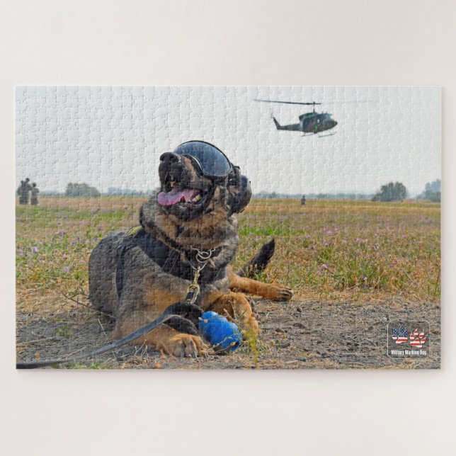 Quebra-cabeça CÃO DE TRABALHO MILITAR DOS EUA (20x30 polegadas) (Horizontal)