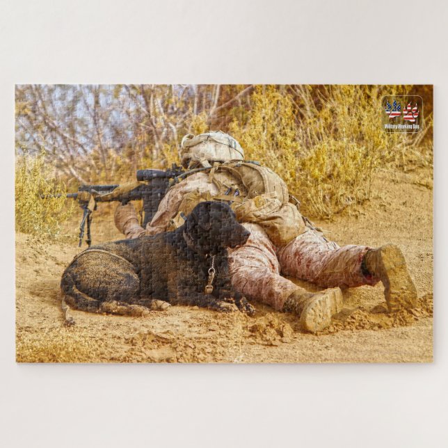 Quebra-cabeça CÃO DE TRABALHO MILITAR DOS EUA (20x30 polegadas) (Horizontal)
