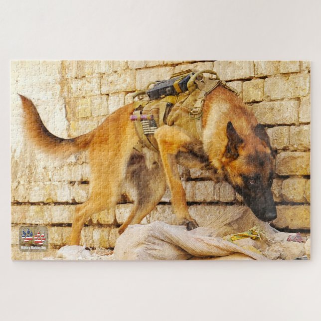 Quebra-cabeça CÃO DE TRABALHO MILITAR DOS EUA (20x30 polegadas) (Horizontal)