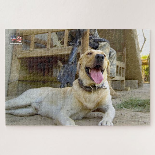 Quebra-cabeça CÃO DE TRABALHO MILITAR DOS EUA (20x30 polegadas) (Horizontal)