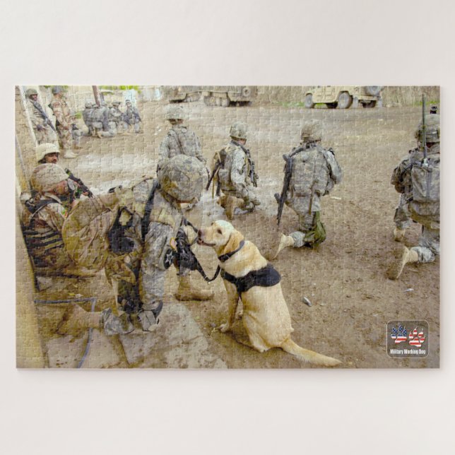 Quebra-cabeça CÃO DE TRABALHO MILITAR DOS EUA (20x30 polegadas) (Horizontal)