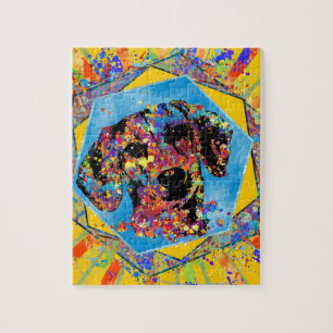 Quebra-cabeça Cão do Dachshund - meios mistos abstratos de Doxi