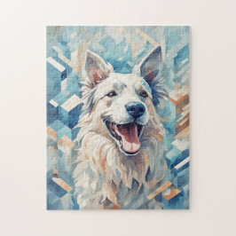Quebra-cabeça Cão em mosaico azul