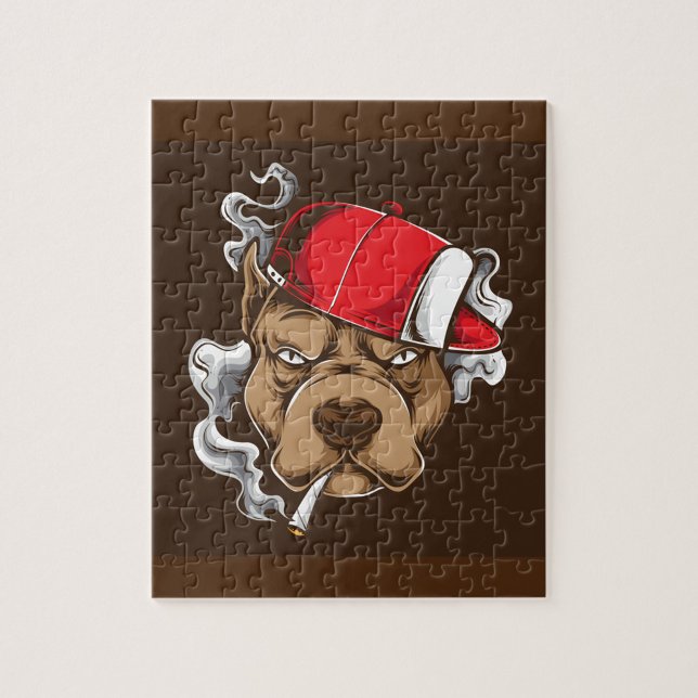 Quebra-cabeça Cão Fumante (Smoking Pitbull Dog Jigsaw Puzzle!)