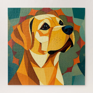 Quebra-cabeça Cão Labrador Retriever Amarelo Arte Geométrica