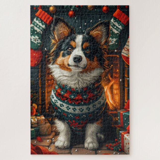 Quebra-cabeça Cão Lapphund Finlandês com Lareira de Presente de  (Vertical)
