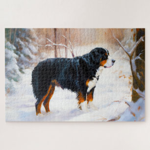 Quebra-cabeça Cão Montanhês de Berna Deixe Nevar Natal