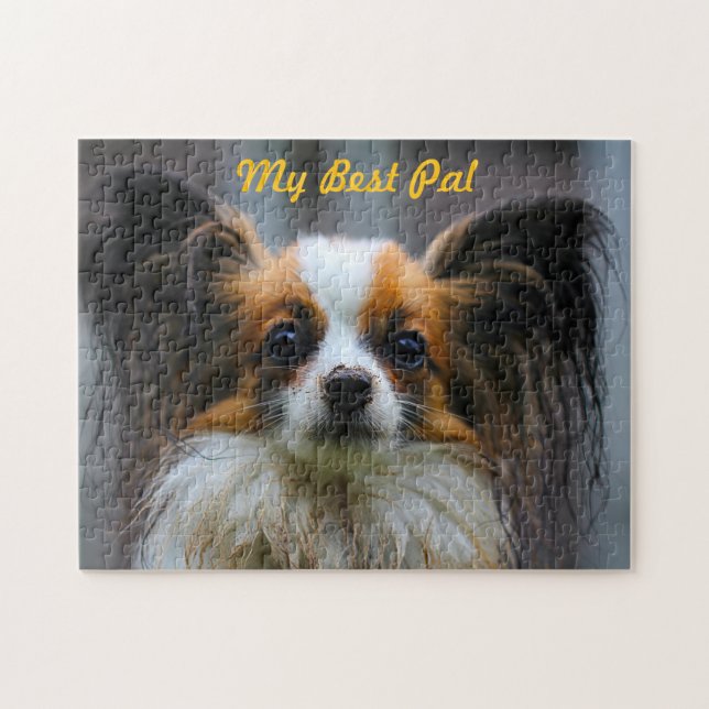Quebra-cabeça Cão Papillon. (Horizontal)