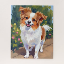 Quebra-cabeça Cão Papillon | Pintura em Aquarela de Animal de Es