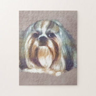 Quebra-cabeça Cão rajado e branco de Shih Tzu