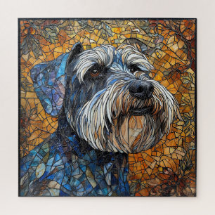 Quebra-cabeça Cão Schnauzer retratado em detalhes impressionante