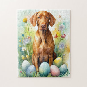 Quebra-cabeça Cão Vizsla com Ovos da Páscoa Feriado