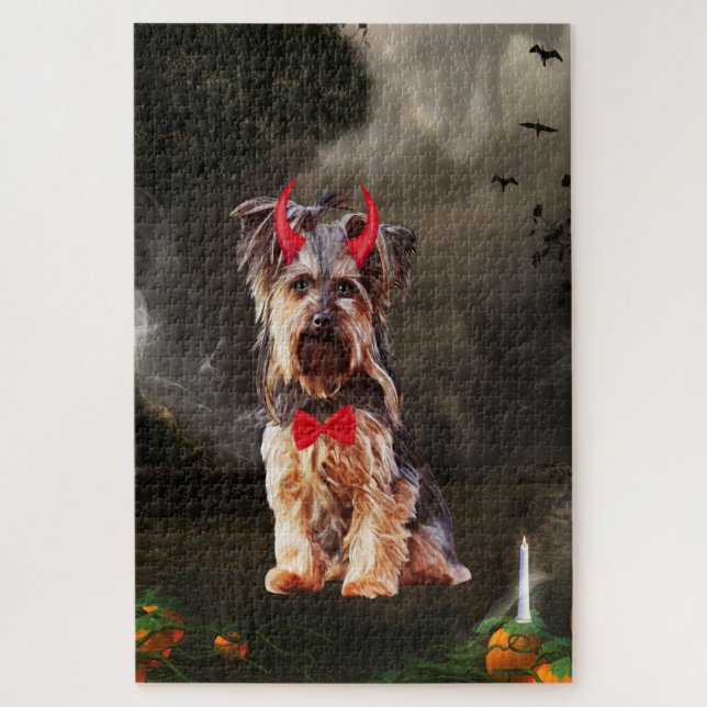 Quebra-cabeça Cão Yorkshire Terrier em Fantasia de Halloween (Vertical)