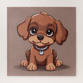 Quebra-cabeça Cãozinho castanho-branco