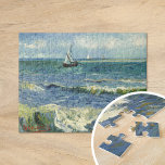 Quebra-cabeça Capa | Vincent Van Gogh<br><div class="desc">A paisagem nas proximidades de Les Saintes-Maries-de-la-Mer (1888) pelo artista poste-impressionista holandês Vincent Van Gogh. Arte original é uma pintura de capa de mar em óleo que mostra um barco em um oceano azul abstrato.

Use as ferramentas de design para adicionar texto personalizado ou personalizar a imagem.</div>