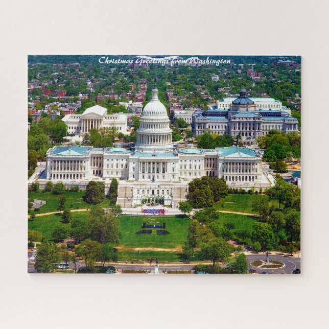 Quebra-cabeça Capital de Washington. Saudações de Natal (Horizontal)