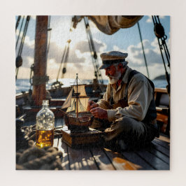 Quebra-cabeça Capitão construindo um navio numa garrafa