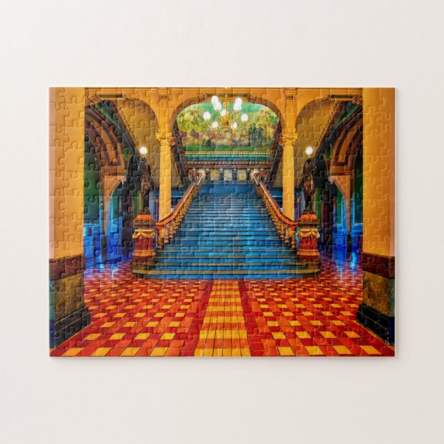 Quebra-cabeça Capitólio Estadual de Des Moines. (Horizontal)