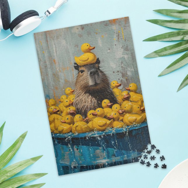Quebra-cabeça Capivara Engraçada Pato de Borracha Piscina Quebra (Criador carregado)