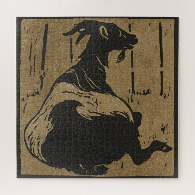 Quebra-cabeça Caprino - Ilustração de Animais Quadrados Quebra-c (Horizontal)