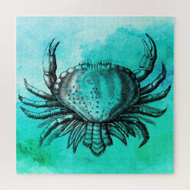 Quebra-cabeça Caranguejo Ilustrado (Animal Submarino) Quebra-cab (Horizontal)