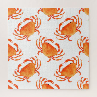 Quebra-cabeça Caranguejos Aquarela: Padrão Branco De Fundo