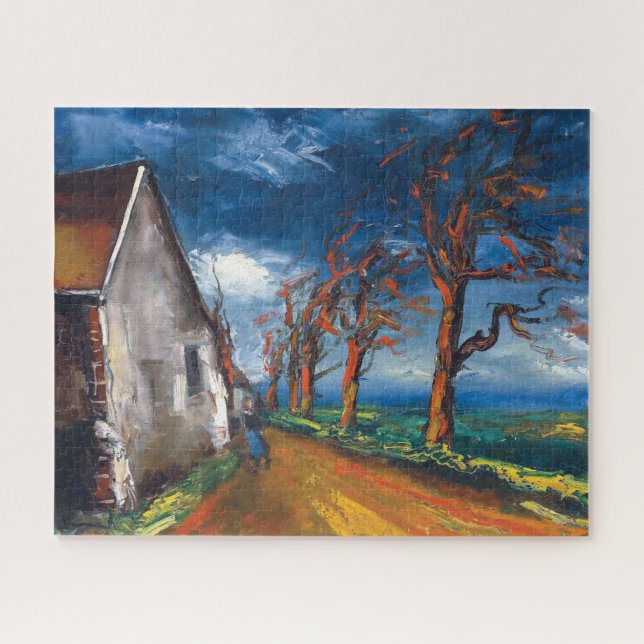 Quebra-cabeça Caráter numa Rua da aldeia | Maurice de Vlaminck | (Horizontal)